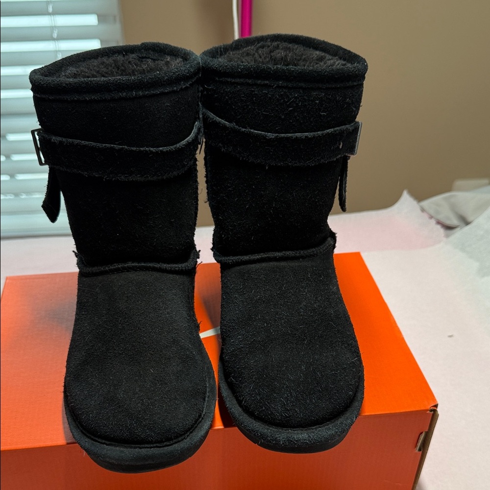 BearPaw Kids Black Suede Boots